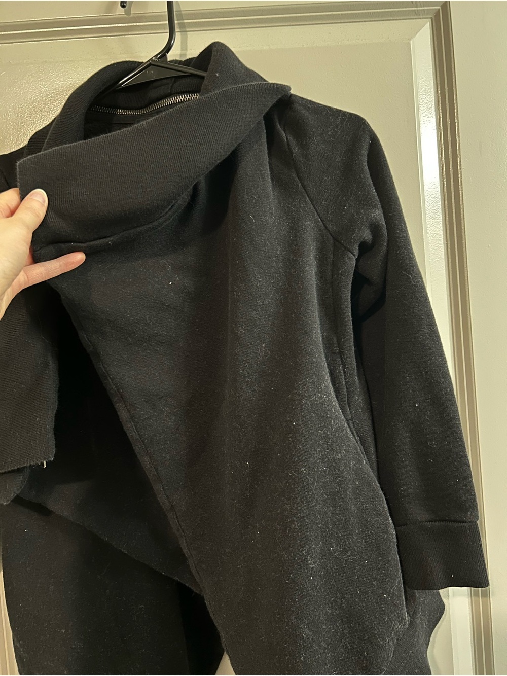 AllSaints Black Zip-Trim Hoodie Cardigan - Picture 9 of 10